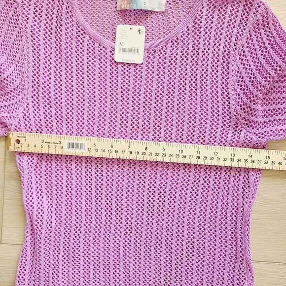 New Free People Beach Crocheted Top M Lavendar Purple Open‎ Knit Pullover - Picture 9 of 10